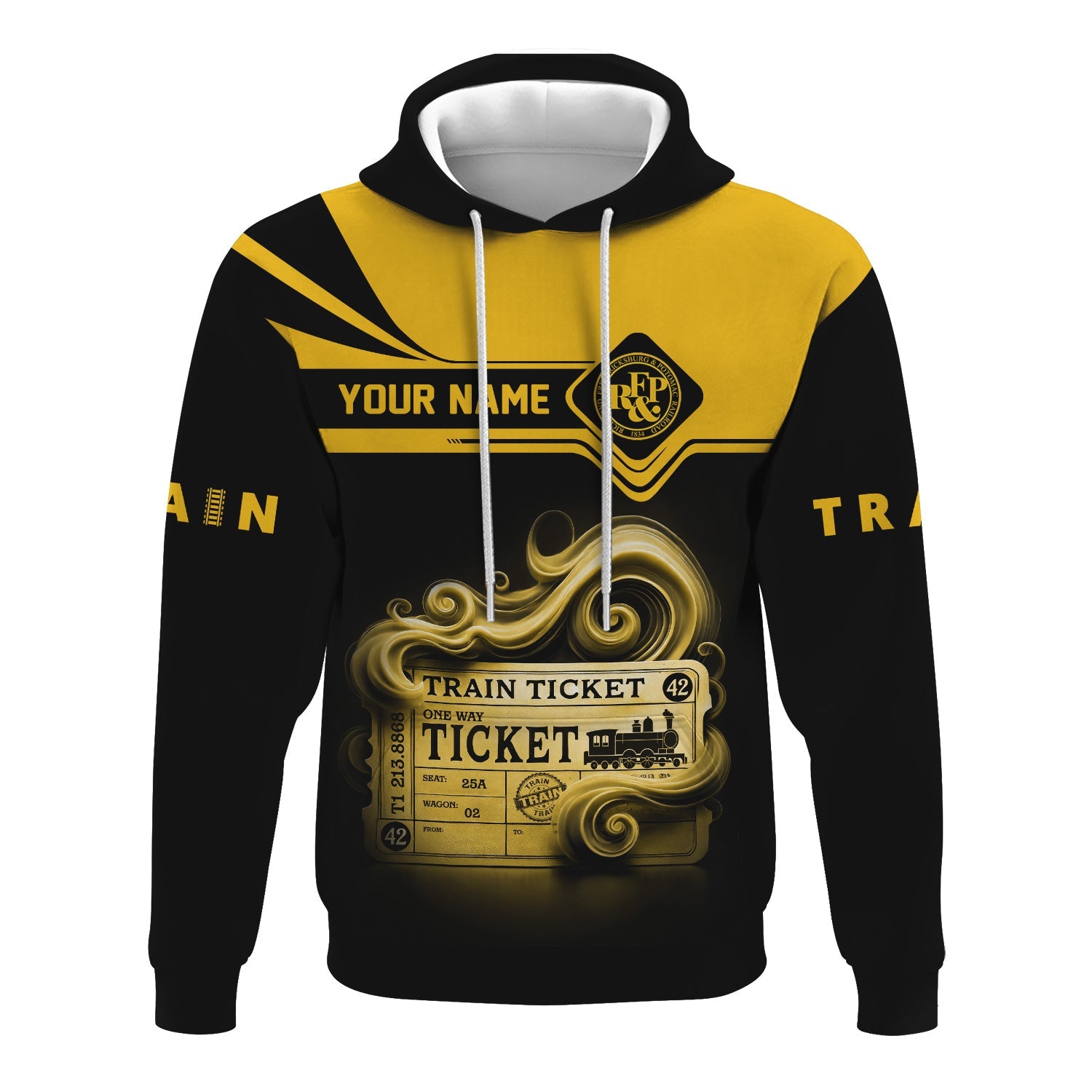 Railspirit Custom Name Richmond, Fredericksburg And Potomac Railroad Hoodie American Train Ticket Printed Zip Hoodie