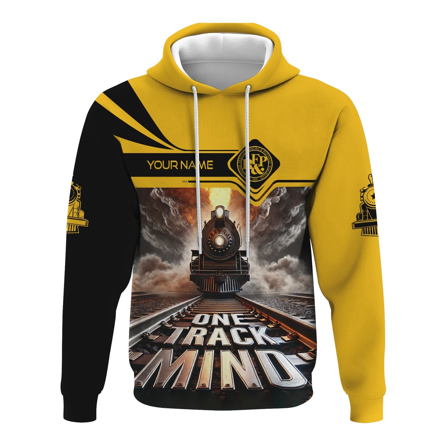 Railspirit Personalized Richmond, Fredericksburg And Potomac Railroad Hoodie One Track Mind Train Printed ZIp Up Hoodie