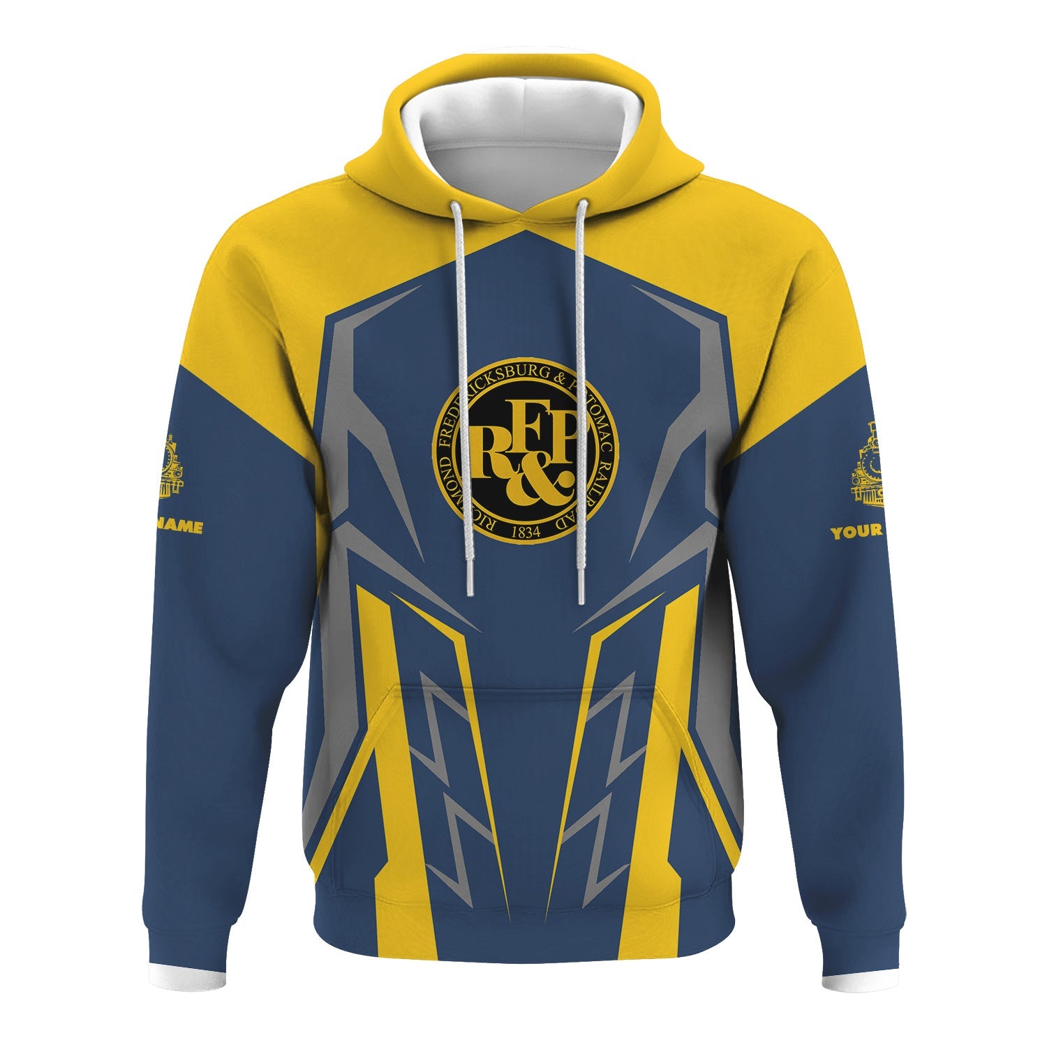 Railspirit Personalized Richmond, Fredericksburg And Potomac Railroad Hoodie Futuristic Design with Custom Job Train Zip Up Hoodie