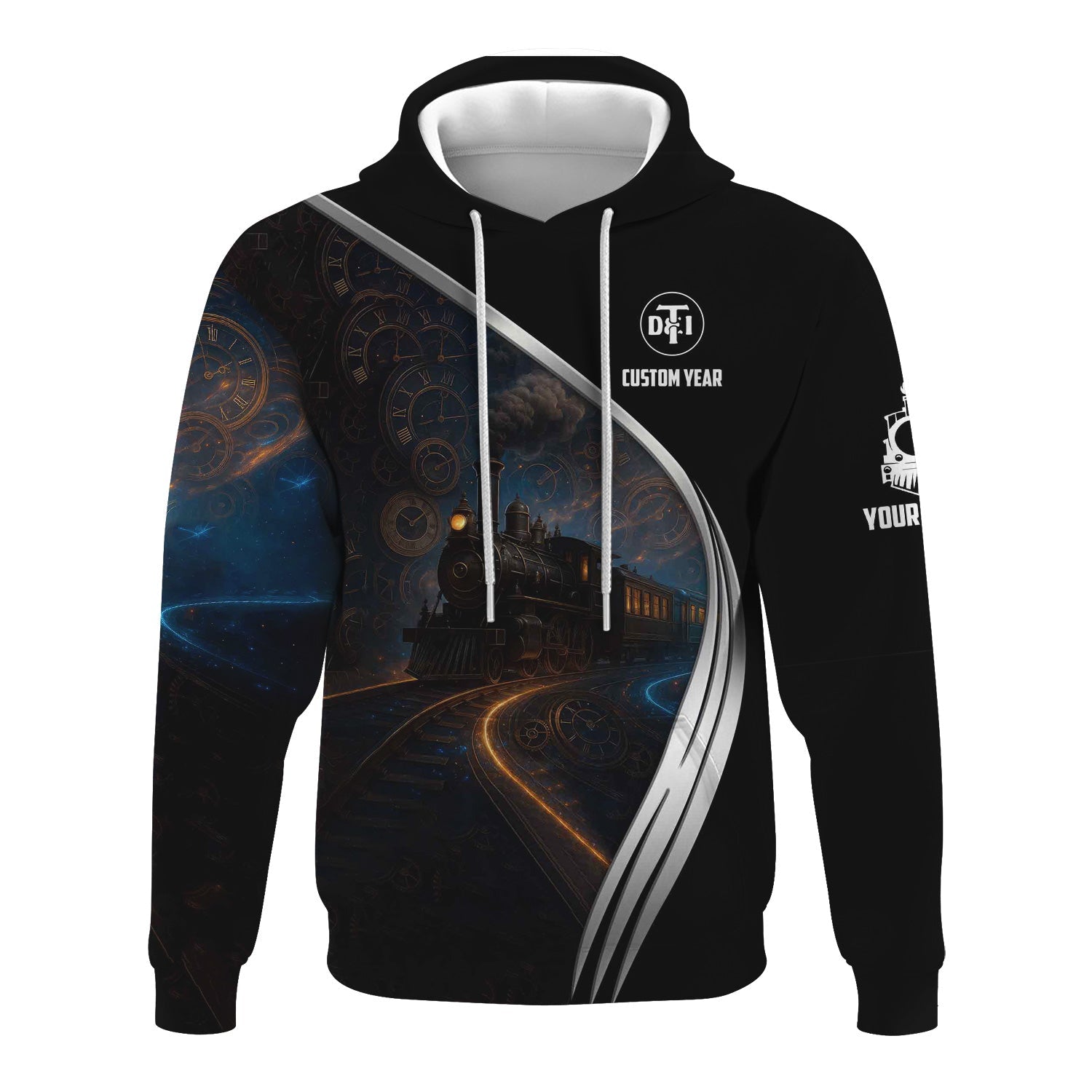 Railspirit Personalized Detroit Toledo And Ironton Railroad Hoodie Steampunk Locomotive with Custom Year Train Zip Up Hoodie