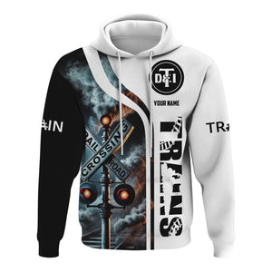 Railspirit Custom Name Detroit Toledo And Ironton Railroad Hoodie Railroad Crossing Sign Printed Zip Hoodie