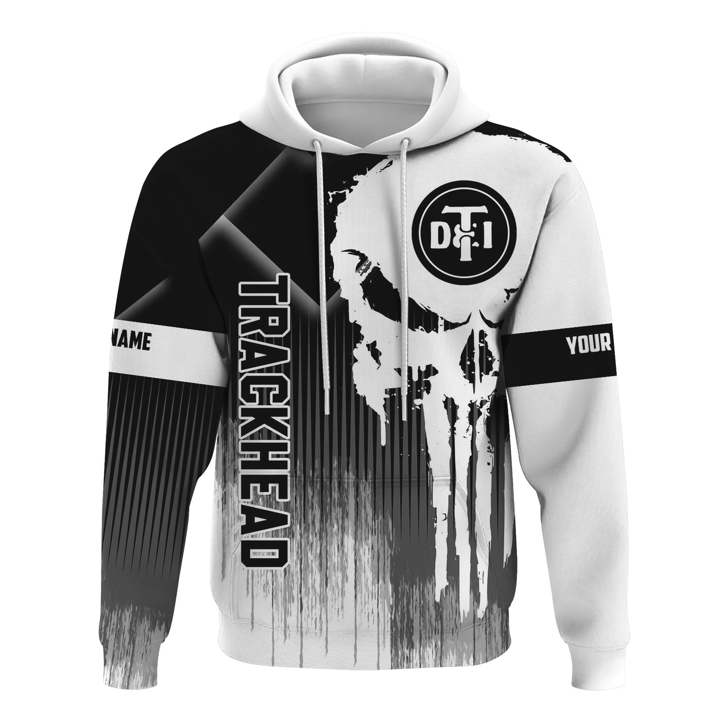 Railspirit Personalized Detroit Toledo And Ironton Railroad Hoodie Skull Design with Custom Job Train Zip Up Hoodie for Trackhead Crew