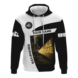 Railspirit Personalized Detroit Toledo And Ironton Railroad Hoodie All Aboard Steam Train Movie Projector Style Zip Up Hoodie