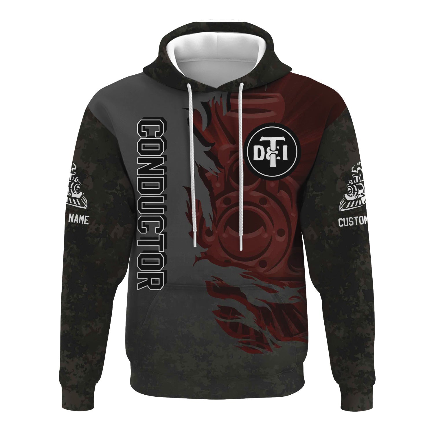 Railspirit Personalized Detroit Toledo And Ironton Railroad Hoodie Blazing Style with Custom Position Train Zip Up Hoodie