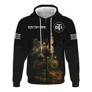 Railspirit Personalized Detroit Toledo And Ironton Railroad Hoodie Vintage Train Art Style Zip Up Hoodie For Locomotive Fans