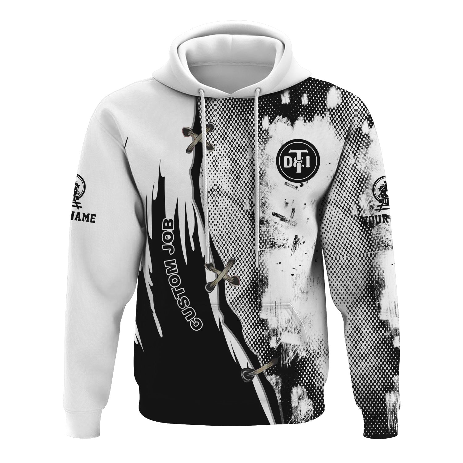 Railspirit Personalized Detroit Toledo And Ironton Railroad Hoodie Retro Stitches Design with Custom Position Train Zip Up Hoodie