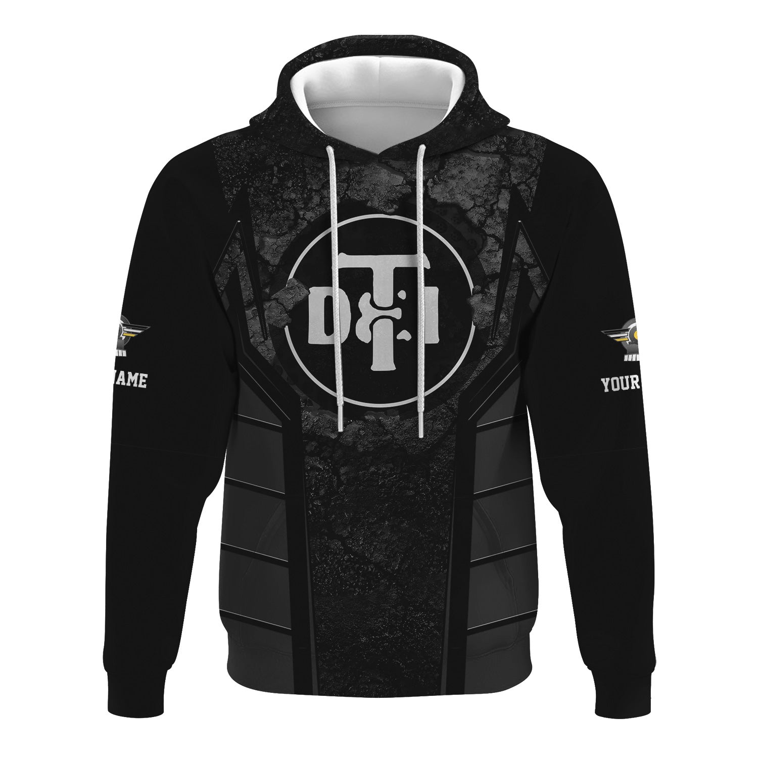 Railspirit Personalized Detroit Toledo And Ironton Railroad Hoodie Cracked Metal Design Train Zip Up Hoodie for Rail Enthusiasts