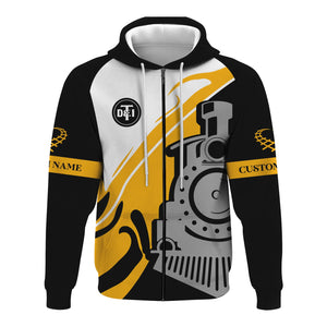 Railspirit Personalized Detroit Toledo And Ironton Railroad Hoodie Flame-Inspired Style Zip Up Hoodie Gift Idea For Train Lovers
