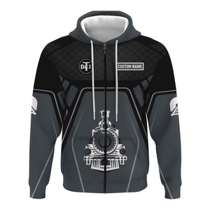Railspirit Personalized Detroit Toledo And Ironton Railroad Hoodie Steam Locomotive Engine Graphic Train Zip Up Hoodie All Over Print