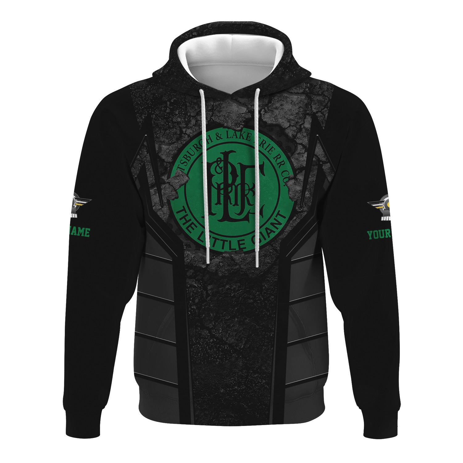 Railspirit Personalized Pittsburgh And Lake Erie Railroad Hoodie Cracked Metal Design Train Zip Up Hoodie for Rail Enthusiasts