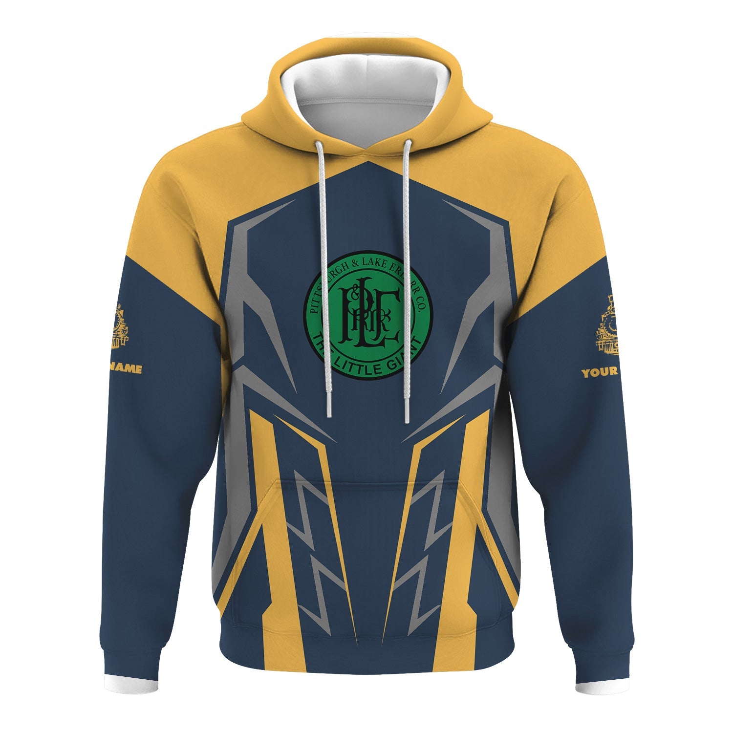 Railspirit Personalized Pittsburgh And Lake Erie Railroad Hoodie Futuristic Design with Custom Job Train Zip Up Hoodie
