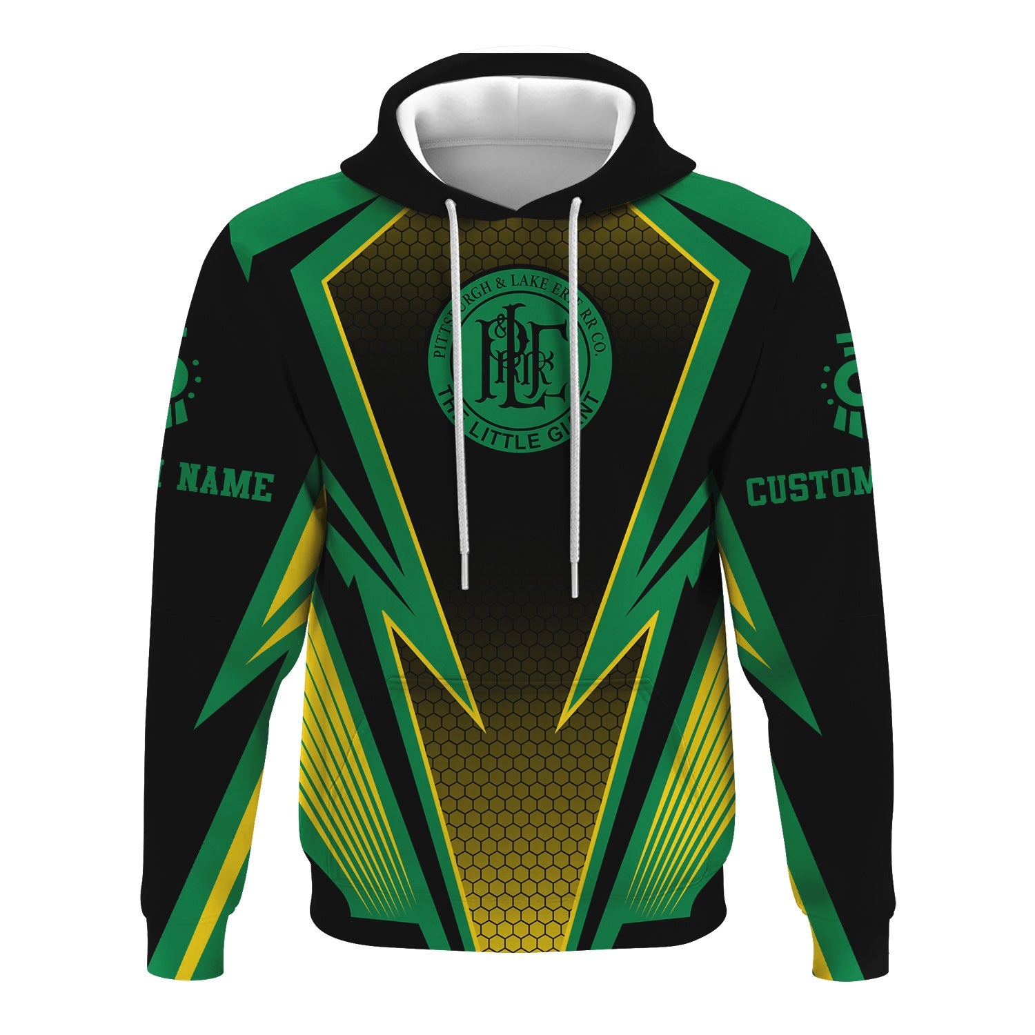 Railspirit Personalized Pittsburgh And Lake Erie Railroad Hoodie Lightning Graphic Style Zip Up Hoodie Gift Idea For Train Lover