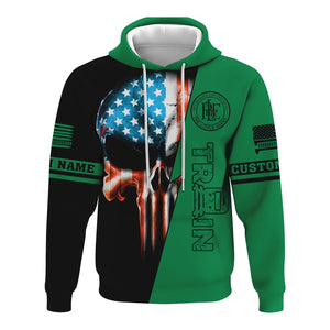 Railspirit Personalized Pittsburgh And Lake Erie Railroad Hoodie Train Skull American Flag Zip Up Hoodie All Over Print