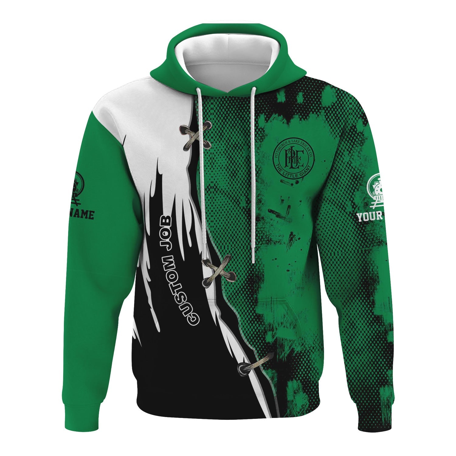 Railspirit Personalized Pittsburgh And Lake Erie Railroad Hoodie Retro Stitches Design with Custom Position Train Zip Up Hoodie