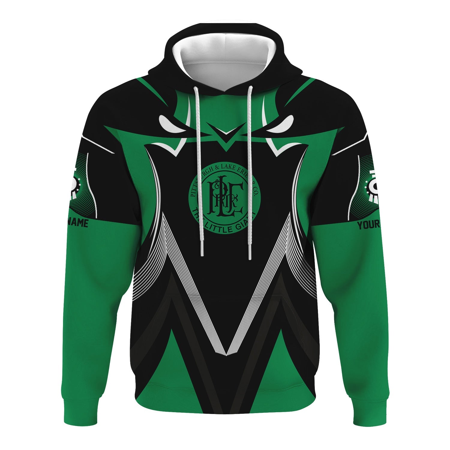 Railspirit Personalized Pittsburgh And Lake Erie Railroad Hoodie Vibrant Graphic Pattern Zip Up Hoodie For Train Enthusiasts