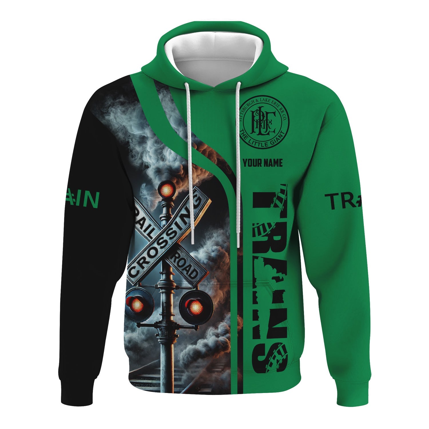 Railspirit Custom Name Pittsburgh And Lake Erie Railroad Hoodie Railroad Crossing Sign Printed Zip Hoodie