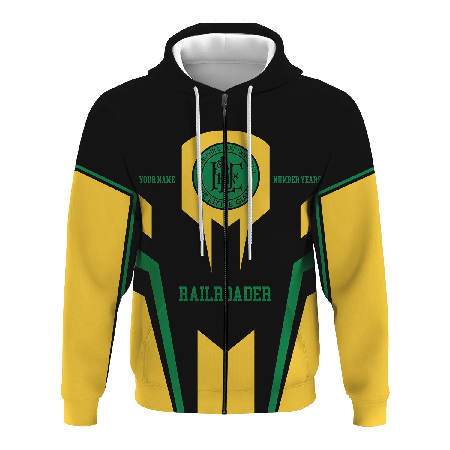 Railspirit Personalized Pittsburgh And Lake Erie Railroad Hoodie Custom Year Railroader Zip Up Hoodie Gift Idea For Train Lover