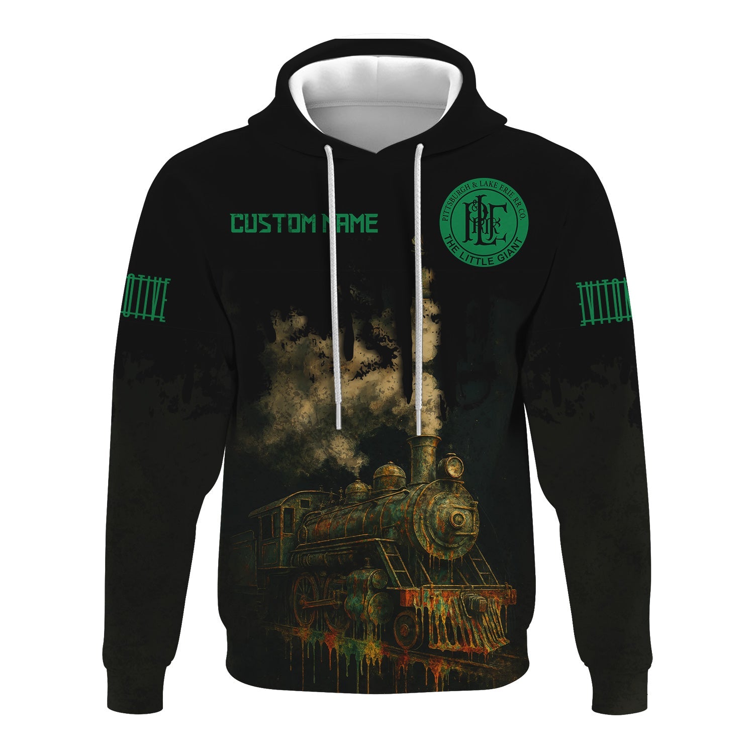 Railspirit Personalized Pittsburgh And Lake Erie Railroad Hoodie Vintage Train Art Style Zip Up Hoodie For Locomotive Fans