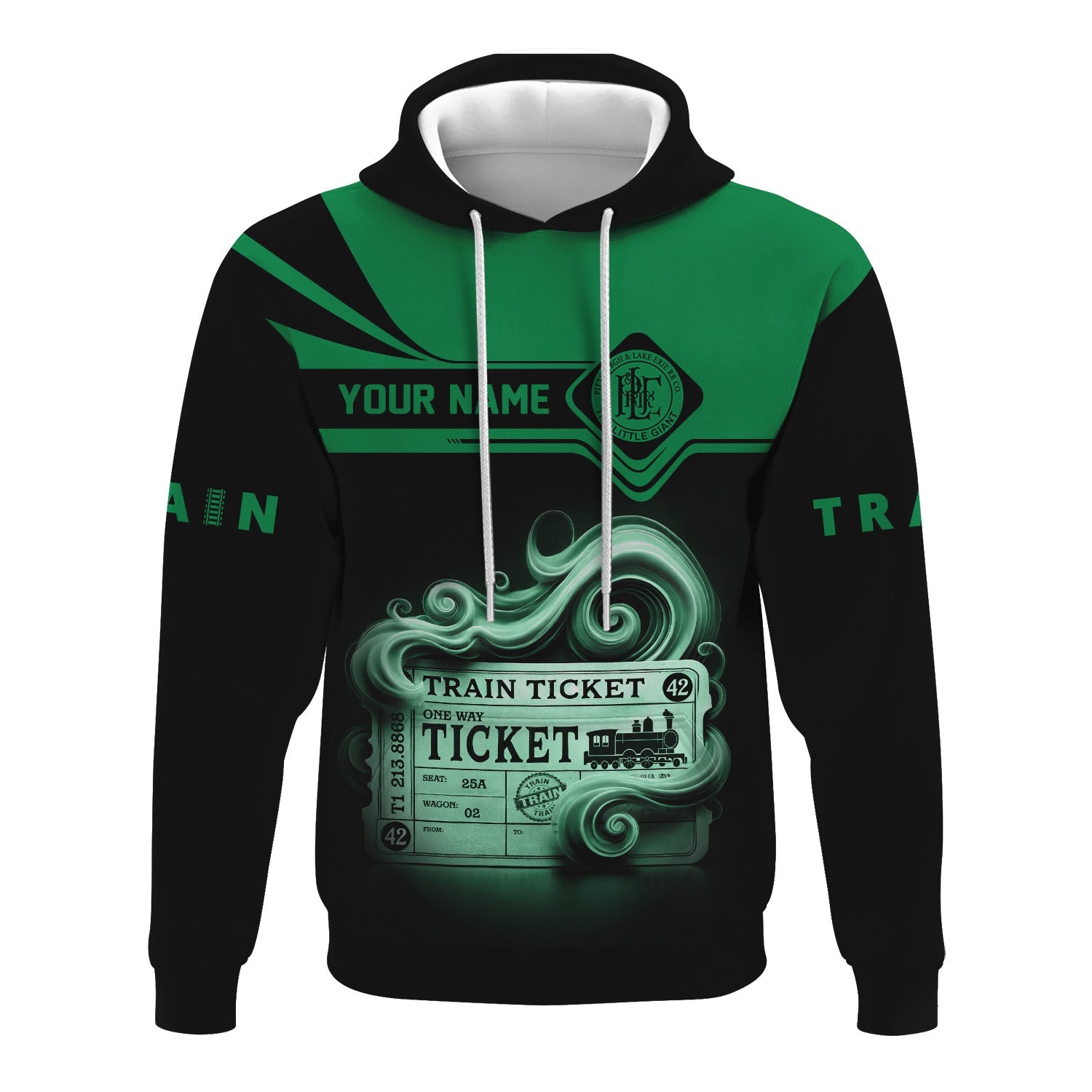 Railspirit Custom Name Pittsburgh And Lake Erie Railroad Hoodie American Train Ticket Printed Zip Hoodie