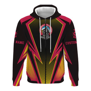 Railspirit Personalized Durango And Silverton Narrow Gauge Railroad Hoodie Lightning Graphic Style Zip Up Hoodie Gift Idea For Train Lover