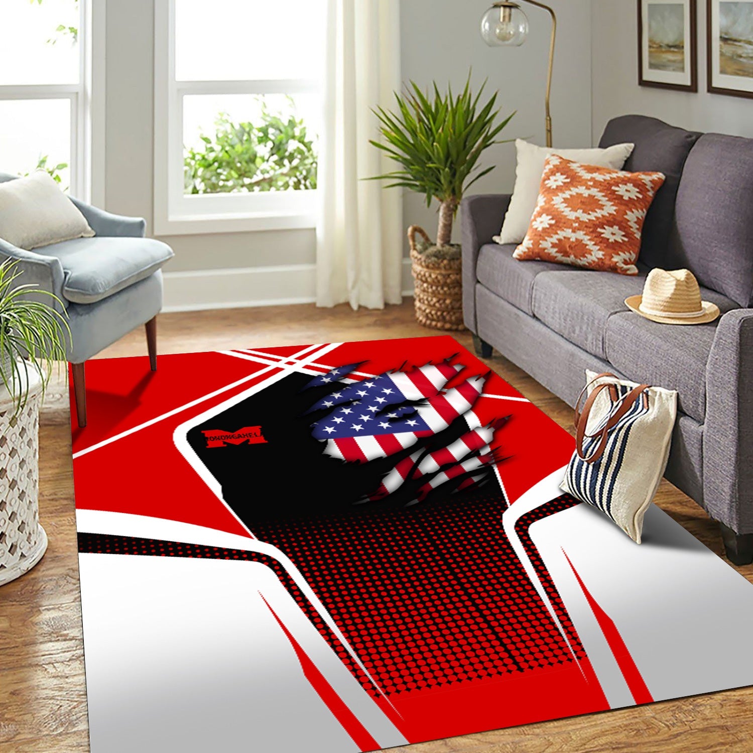 Railspirit Personalized Monongahela Railroad Area Rug American Eagle Vintage Train Rug