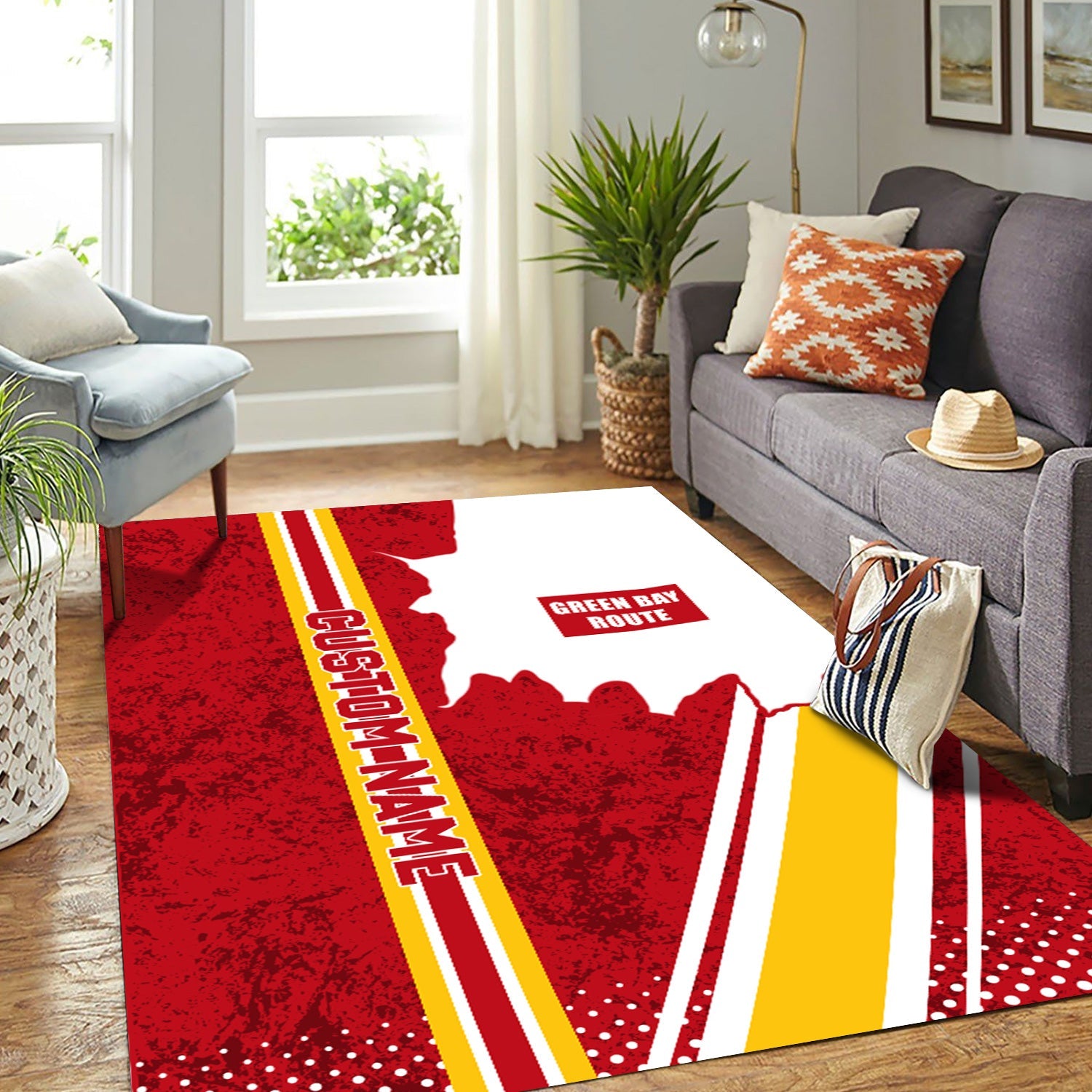 Railspirit Personalized Green Bay & Western Railroad Area Rug Vintage All Over Printed Rug