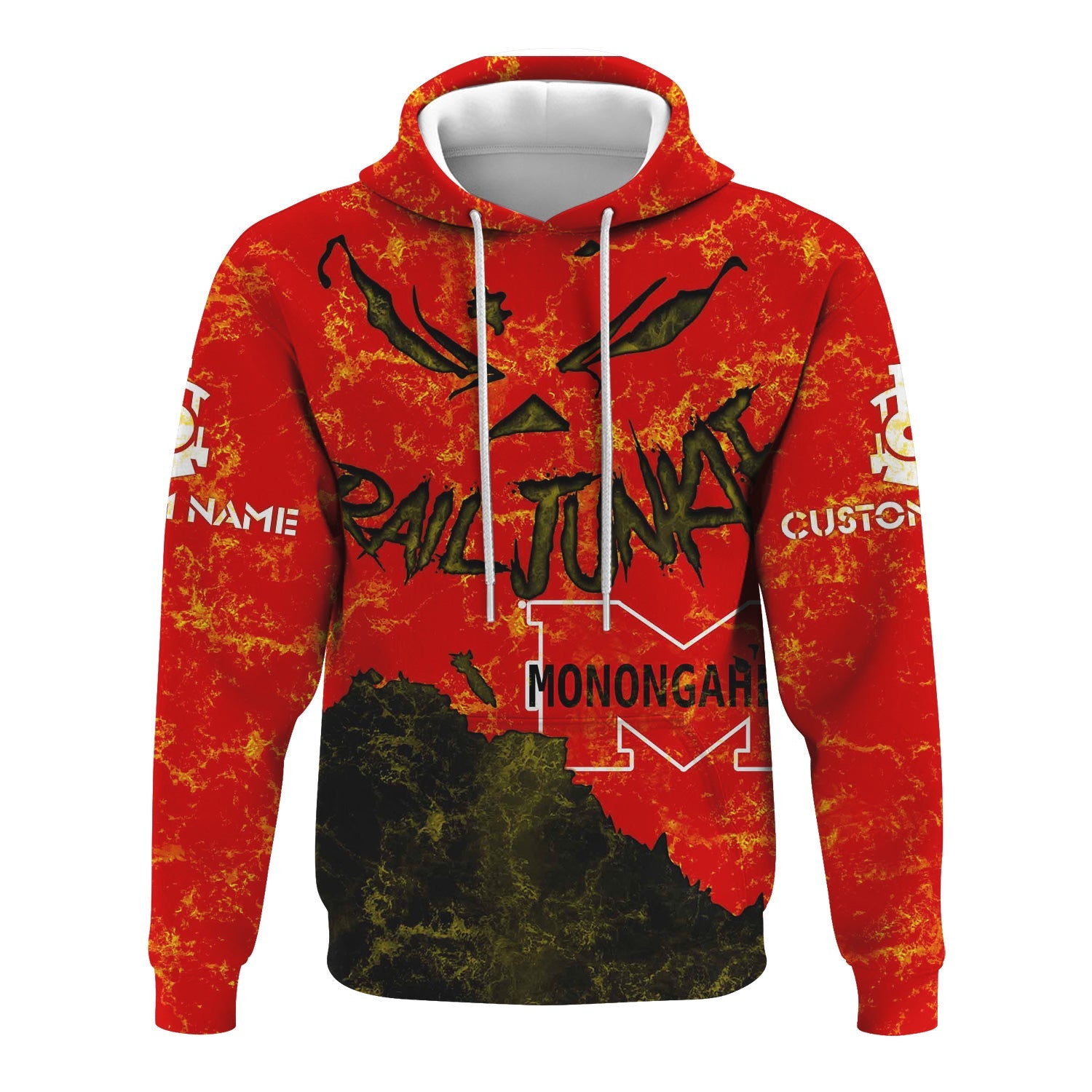 Railspirit Personalized Monongahela Railroad Hoodie Torn Graphic Style Train Zip Up Hoodie For Rail Junkie