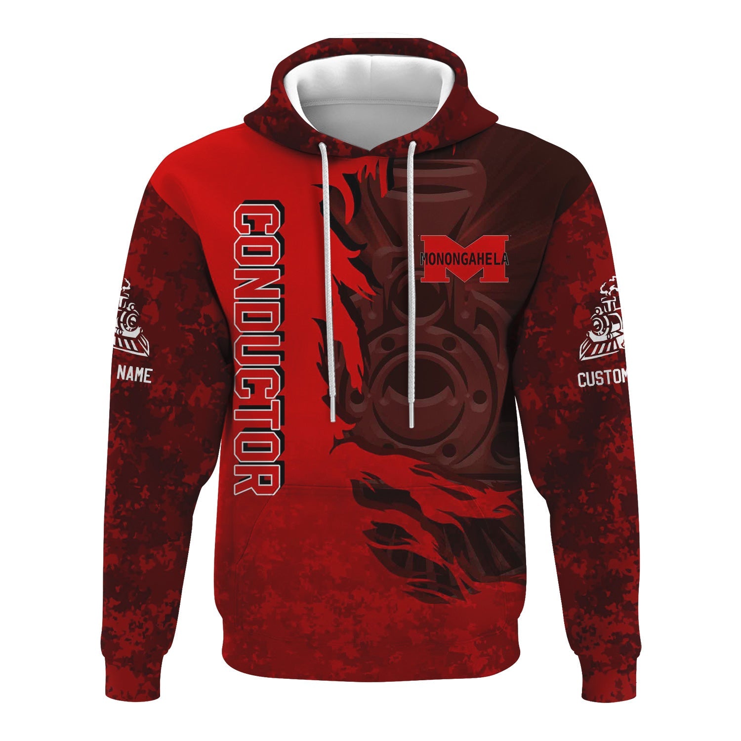 Railspirit Personalized Monongahela Railroad Hoodie Blazing Style with Custom Position Train Zip Up Hoodie