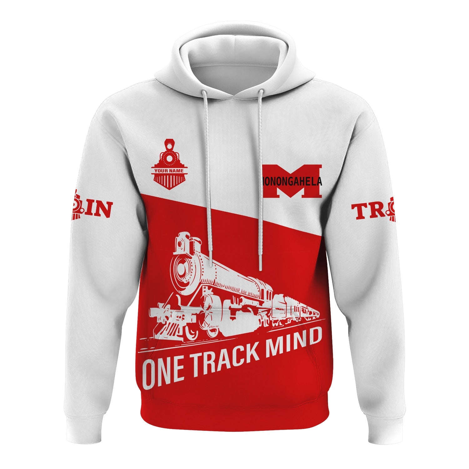 Railspirit Custom Name Monongahela Railroad Hoodie One Track Mind Printed Zip Hoodie
