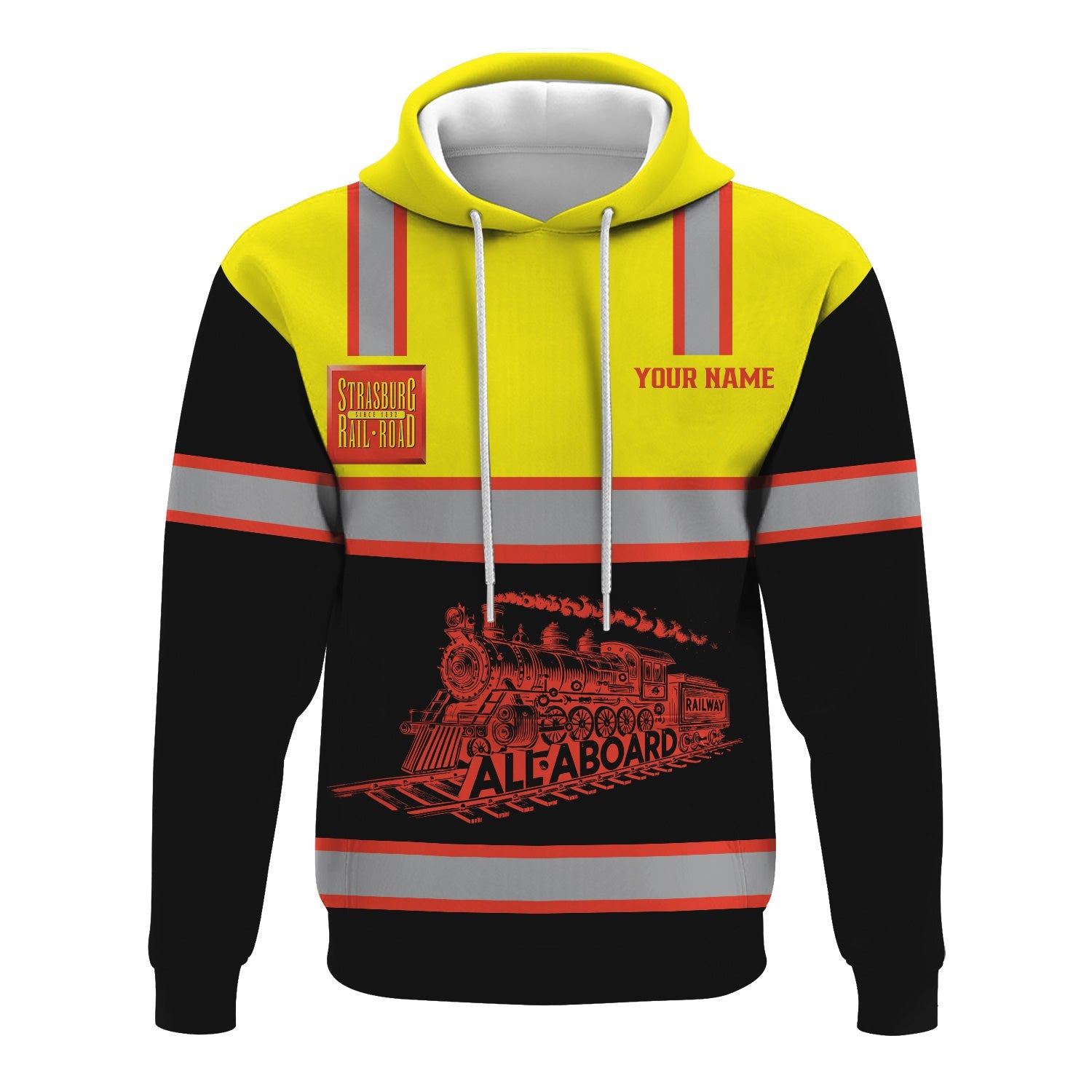 Railspirit Custom Name Strasburg Railroad Hoodie Eat Train Sleep Repeat Printed Train Zip Hoodie