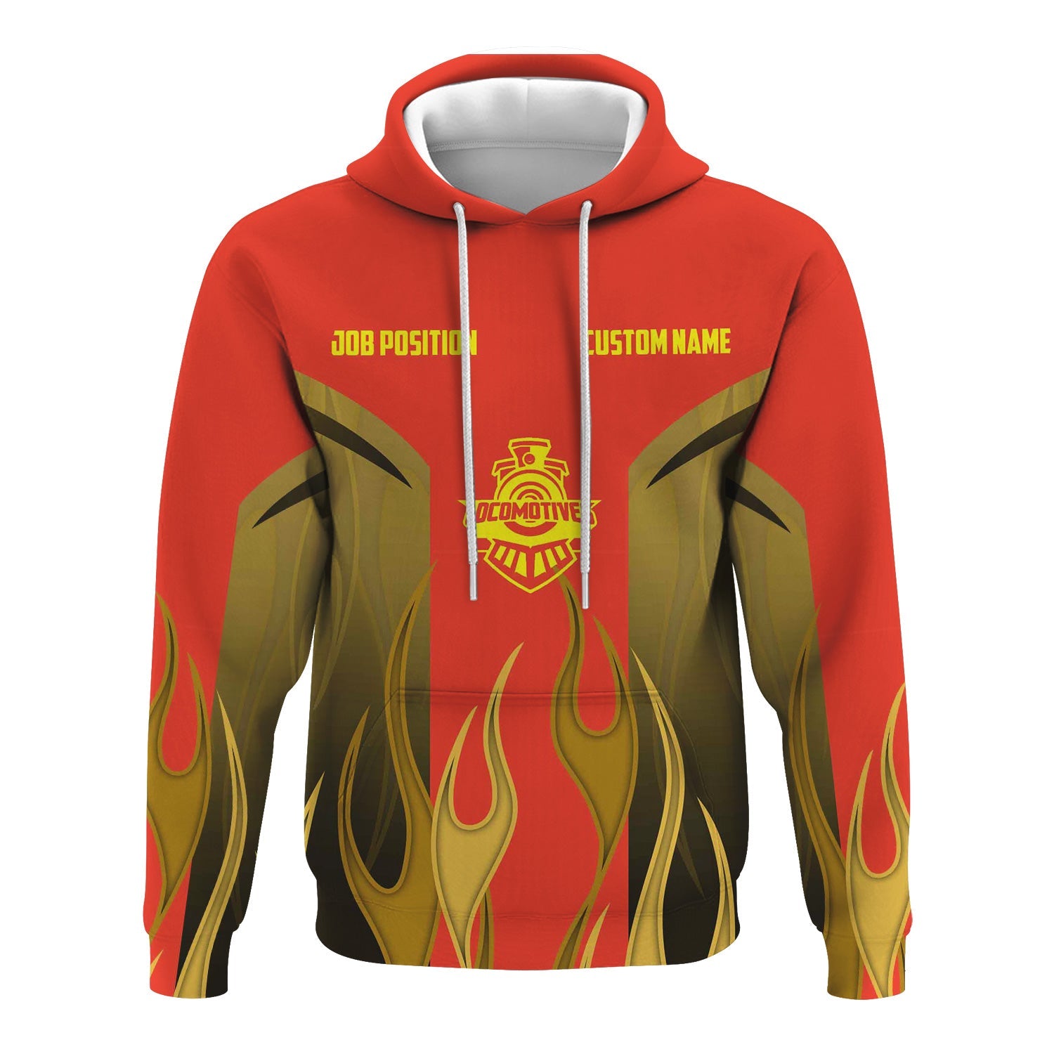 Railspirit Custom Name and Job Title Strasburg Railroad Hoodie Flame Graphic Train Zip Up Hoodie