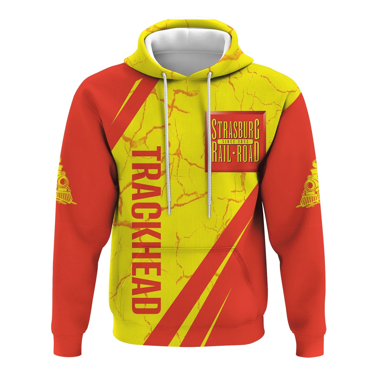 Railspirit Personalized Strasburg Railroad Hoodie Crackle Texture Style Train Zip Up Hoodie For Trackhead
