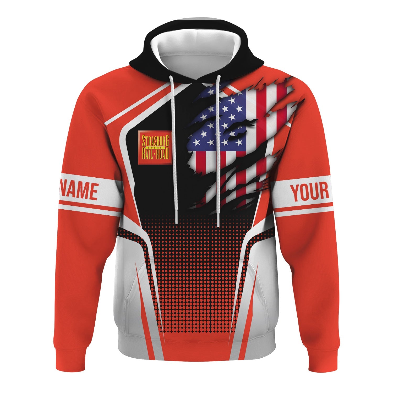 Railspirit Personalized Strasburg Railroad Hoodie American Eagle Vintage Train Zip Up Hoodie
