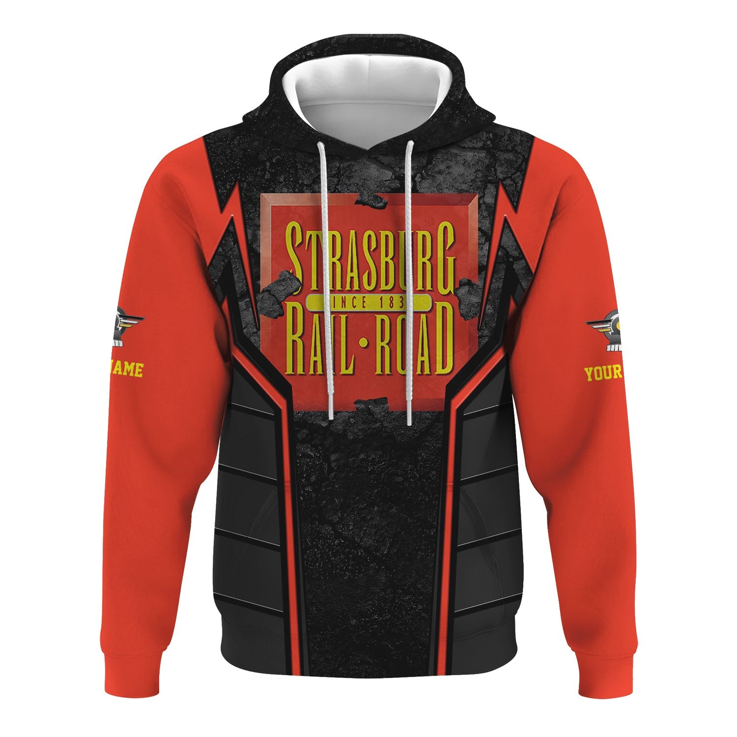 Railspirit Personalized Strasburg Railroad Hoodie Cracked Metal Design Train Zip Up Hoodie for Rail Enthusiasts