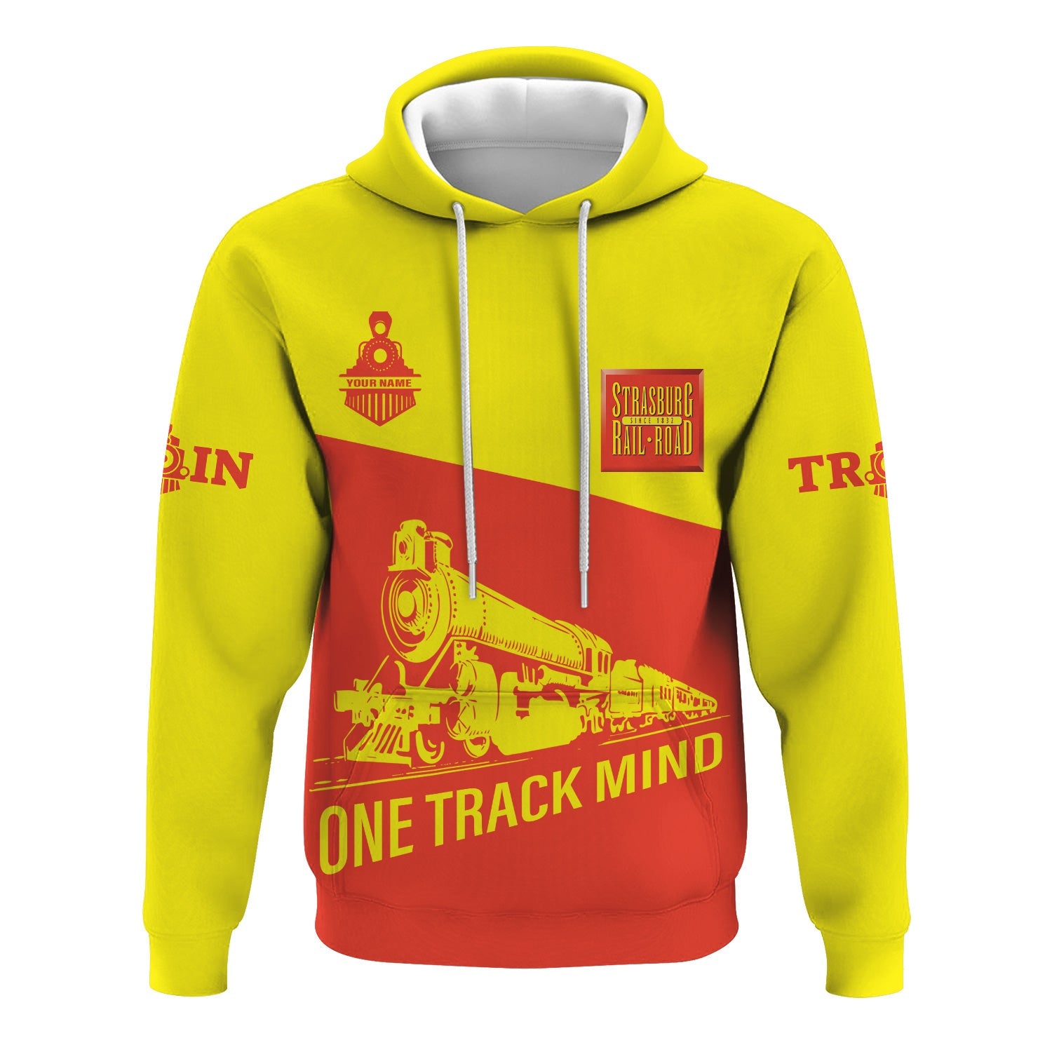 Railspirit Custom Name Strasburg Railroad Hoodie One Track Mind Printed Zip Hoodie