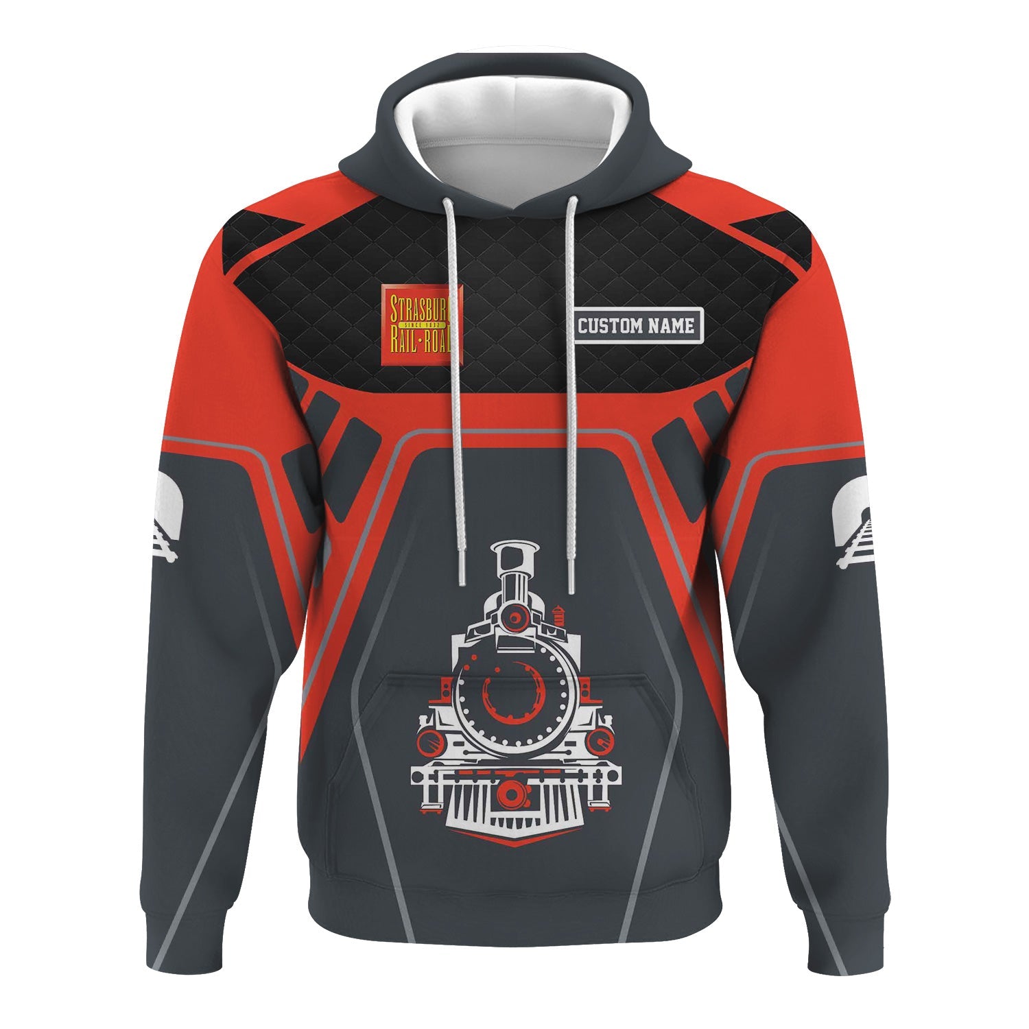 Railspirit Personalized Strasburg Railroad Hoodie Steam Locomotive Engine Graphic Train Zip Up Hoodie All Over Print