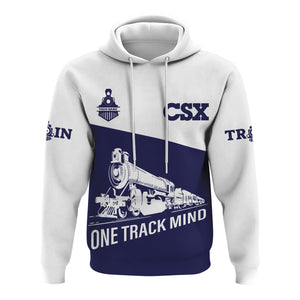Railspirit Custom Name CSX Transportation Railroad Hoodie One Track Mind Printed Zip Hoodie