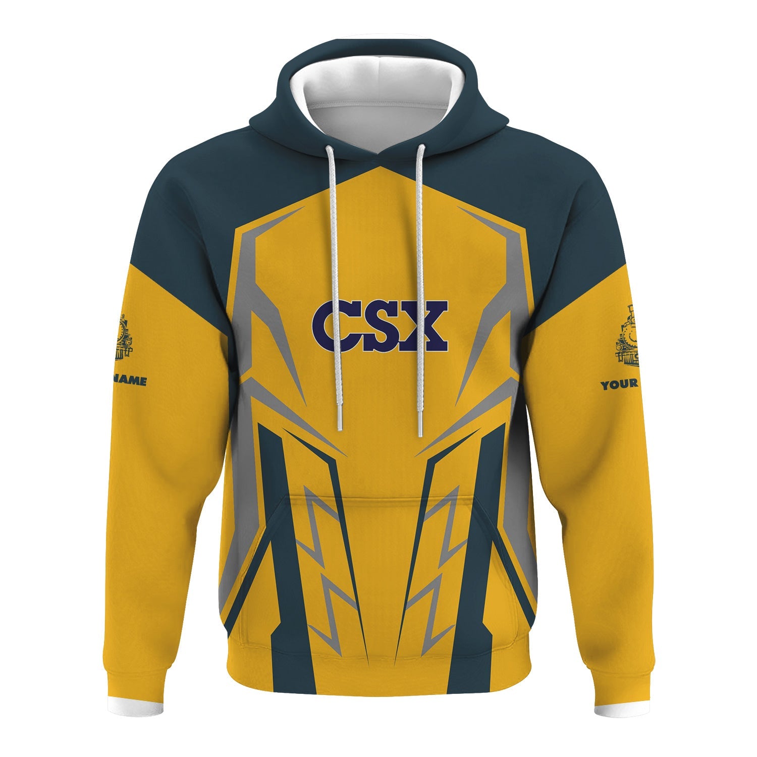 Railspirit Personalized CSX Transportation Railroad Hoodie Futuristic Design with Custom Job Train Zip Up Hoodie