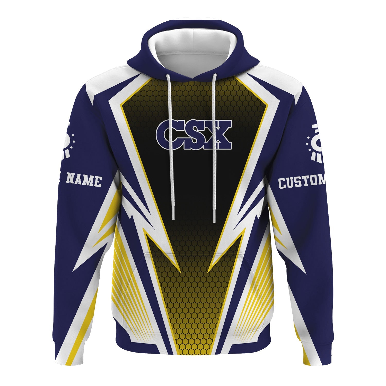 Railspirit Personalized CSX Transportation Railroad Hoodie Lightning Graphic Style Zip Up Hoodie Gift Idea For Train Lover