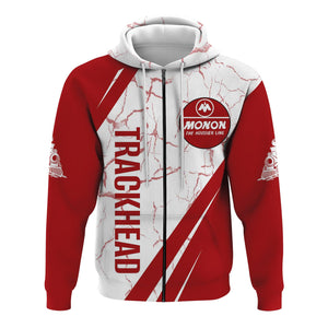 Railspirit Personalized Monon Railroad Hoodie Crackle Texture Style Train Zip Up Hoodie For Trackhead