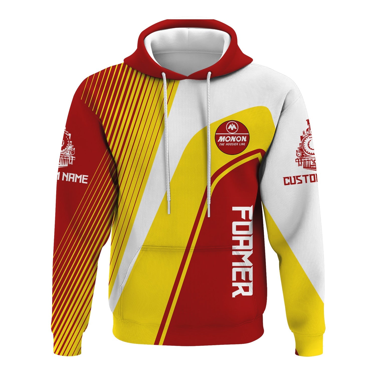 Railspirit Personalized Monon Railroad Hoodie Vibrant Striking Style Zip Up Hoodie For Rail Enthusiasts