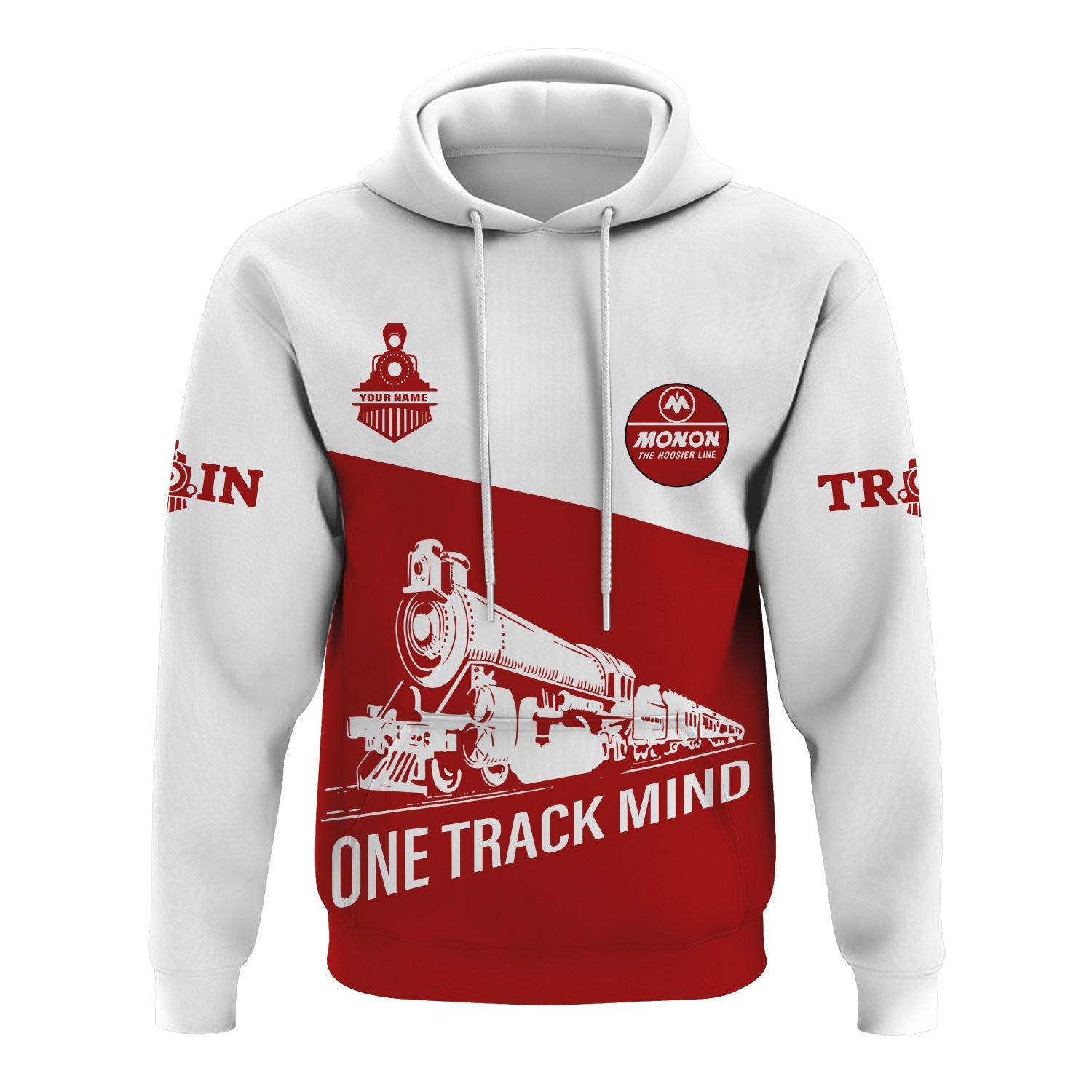 Railspirit Custom Name Monon Railroad Hoodie One Track Mind Printed Zip Hoodie