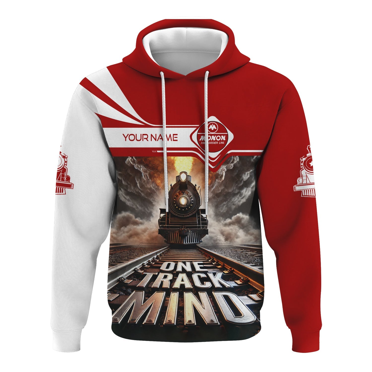 Railspirit Personalized Monon Railroad Hoodie One Track Mind Train Printed ZIp Up Hoodie