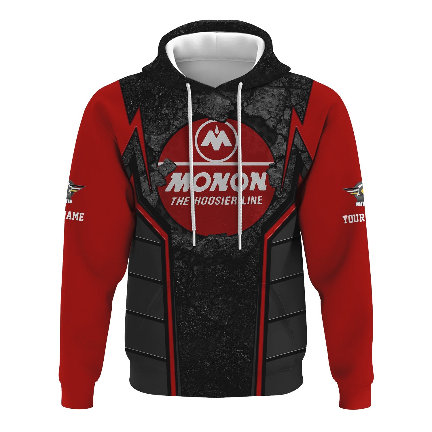 Railspirit Personalized Monon Railroad Hoodie Cracked Metal Design Train Zip Up Hoodie for Rail Enthusiasts