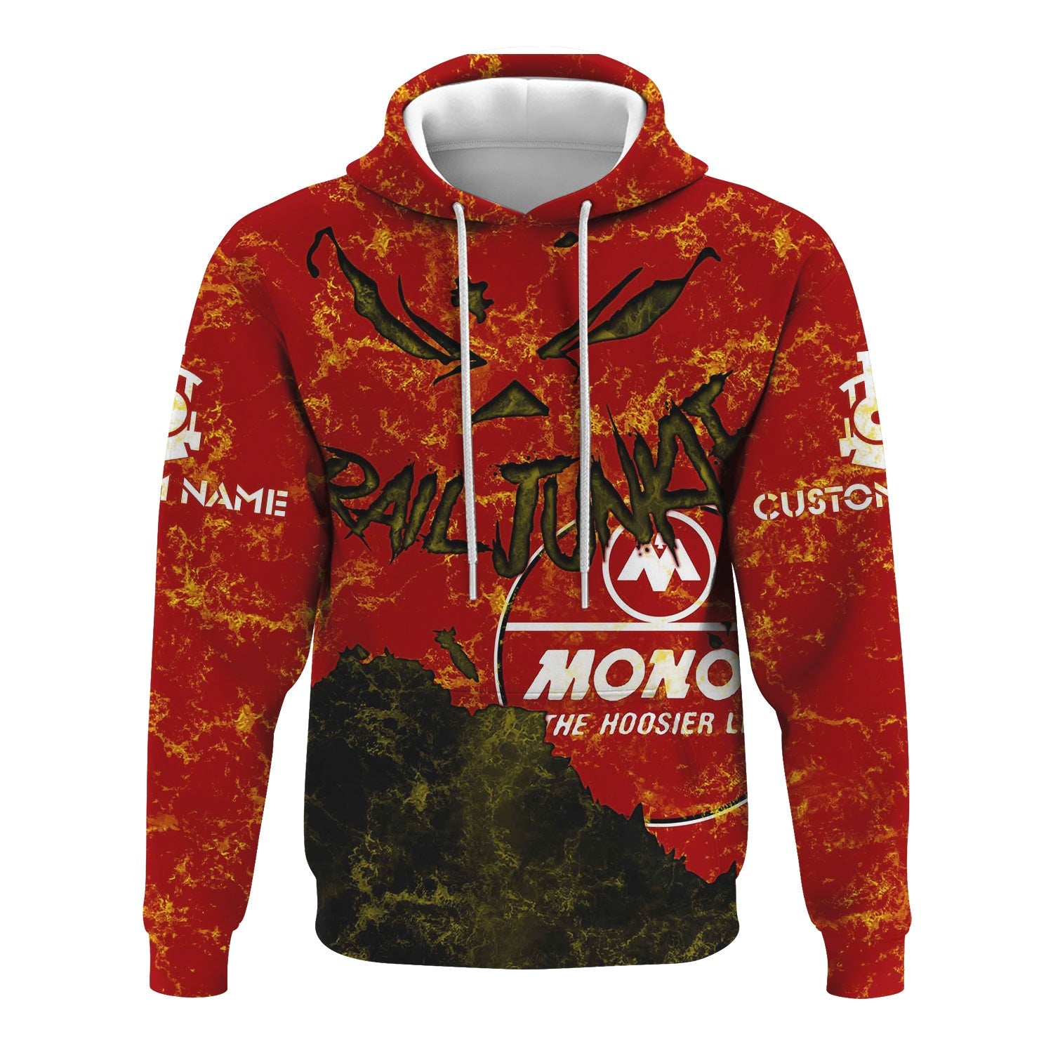 Railspirit Personalized Monon Railroad Hoodie Torn Graphic Style Train Zip Up Hoodie For Rail Junkie