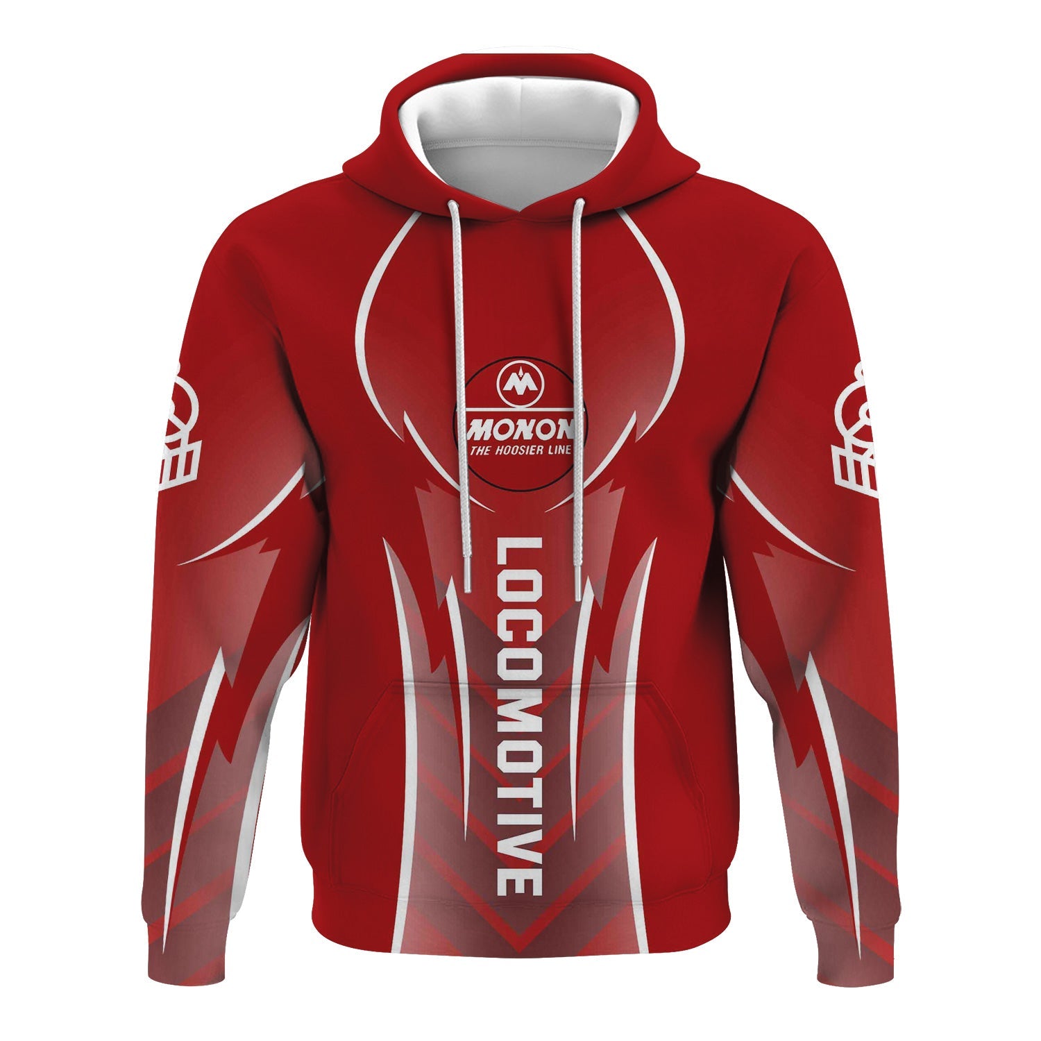 Railspirit Personalized Monon Railroad Hoodie Striking Line Style Train Zip Up Hoodie For Locomotive Lovers