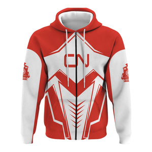 Railspirit Personalized Canadian National Railroad Hoodie Railway Trainspotter Style Zip Up Hoodie Gift Idea For Foamers