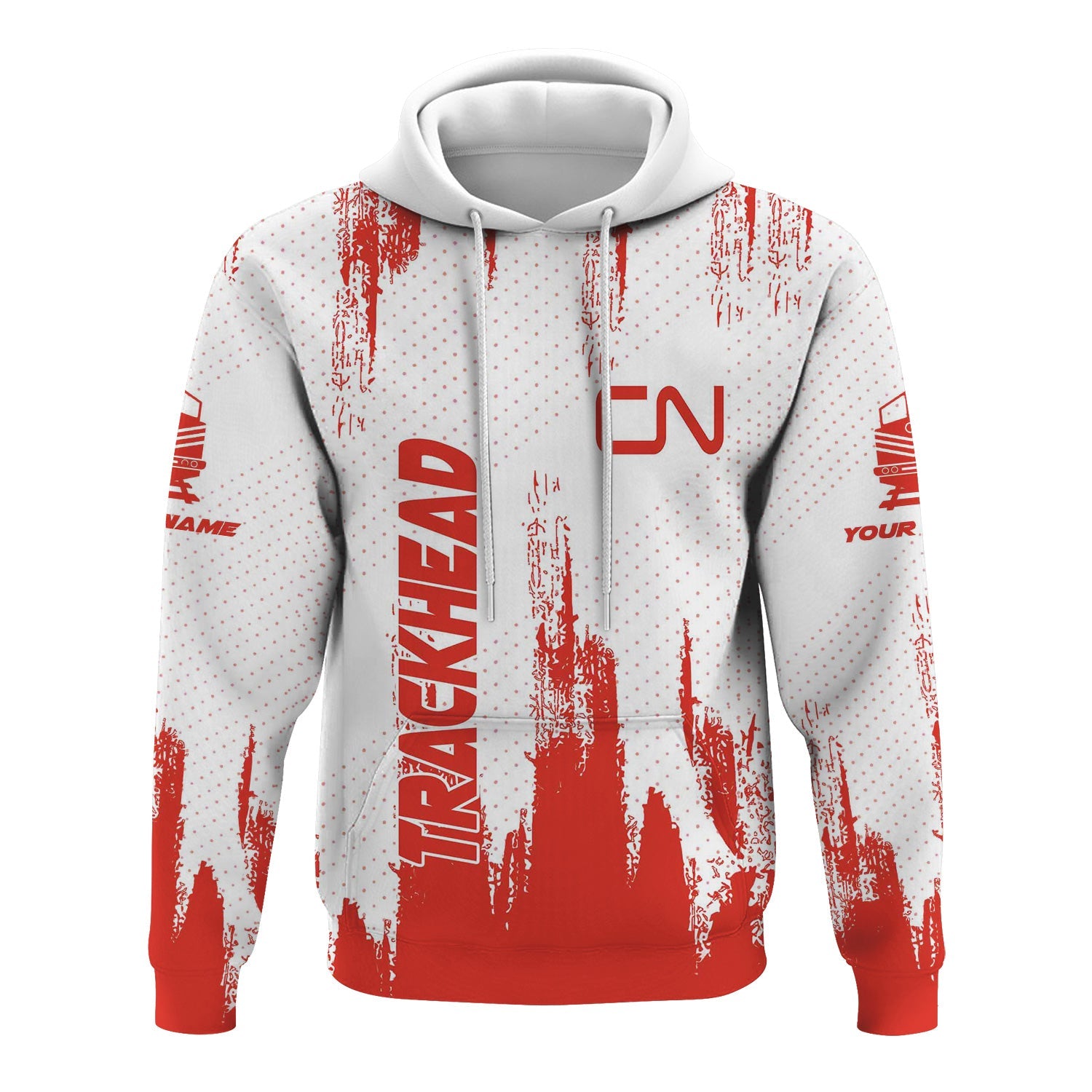 Railspirit Personalized Canadian National Railroad Hoodie Paint Impact Design Train Zip Up Hoodie for Trackhead
