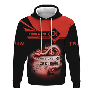 Railspirit Custom Name Canadian National Railroad Hoodie American Train Ticket Printed Zip Hoodie