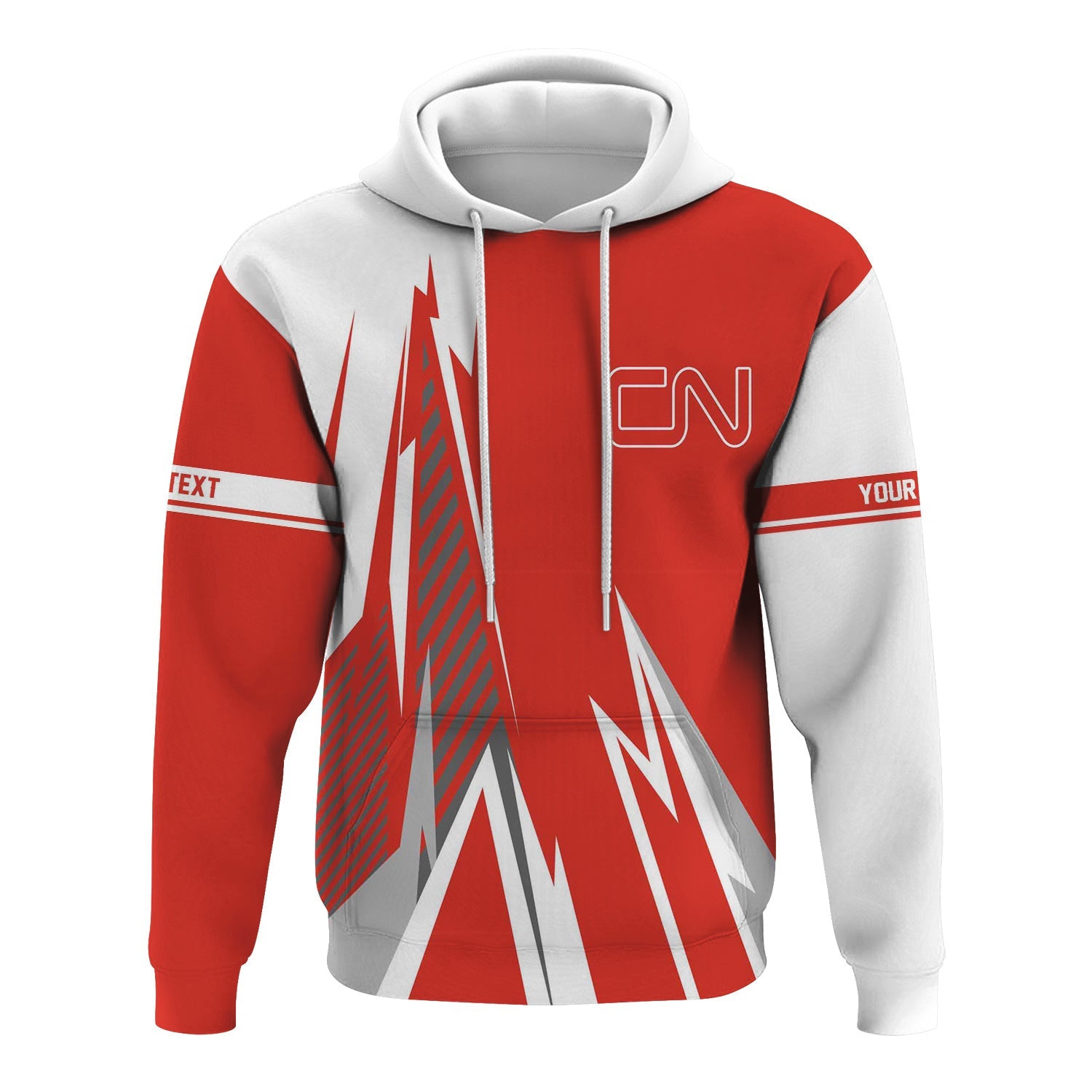 Railspirit Personalized Canadian National Railroad Hoodie Lightning-Inspired Railway Style Zip Up Hoodie For Train Lovers